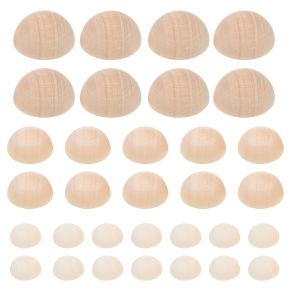 150Pcs Half Round Wood Beads Wooden Half Balls Unfinished Split Wood Balls Craft Supplies