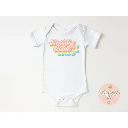 Baby Bodysuit BELLA CANVAS Birthday Babe Baby Bodysuit - Retro Boho Baby One-Piece - Carters Baby Bodysuit