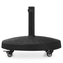 Gymax 50 lbs Round Resin Patio Umbrella Base Stand Holder w/ Lockable Wheels