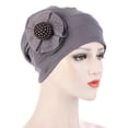 thumbnail image 2 of Women Elastic Big Flower Turban Chemo Beanie Hair Loss Chemo Cap Hat, 2 of 8