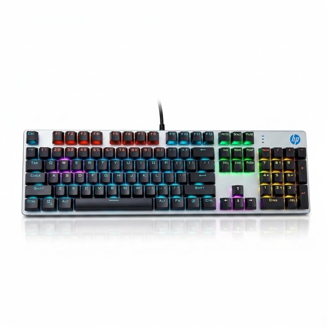 Teclado gamer HP GK400F con cable, mecánico, de tamaño completo, 104 teclas