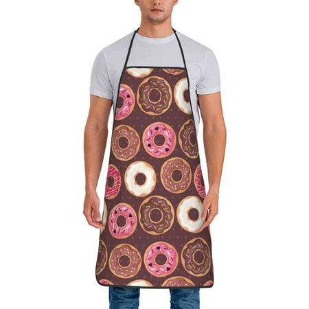 

Chef Aprons for Men and Women - White Pink Brown Donut Oil-Resistant Bib Aprons for Cooking Waterproof BBQ Grilling Kitchen Aprons Gifts for Women and Men