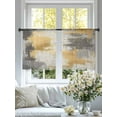 thumbnail image 3 of Brown Yellow Sheer Curtains 54 Inch Length 2 Panels Set, Modern Vintage Abstract Art Voile Window Treatment Rod Pocket Short Kitchen Curtains Drapes for Bedroom 52"x54"x2, 3 of 7