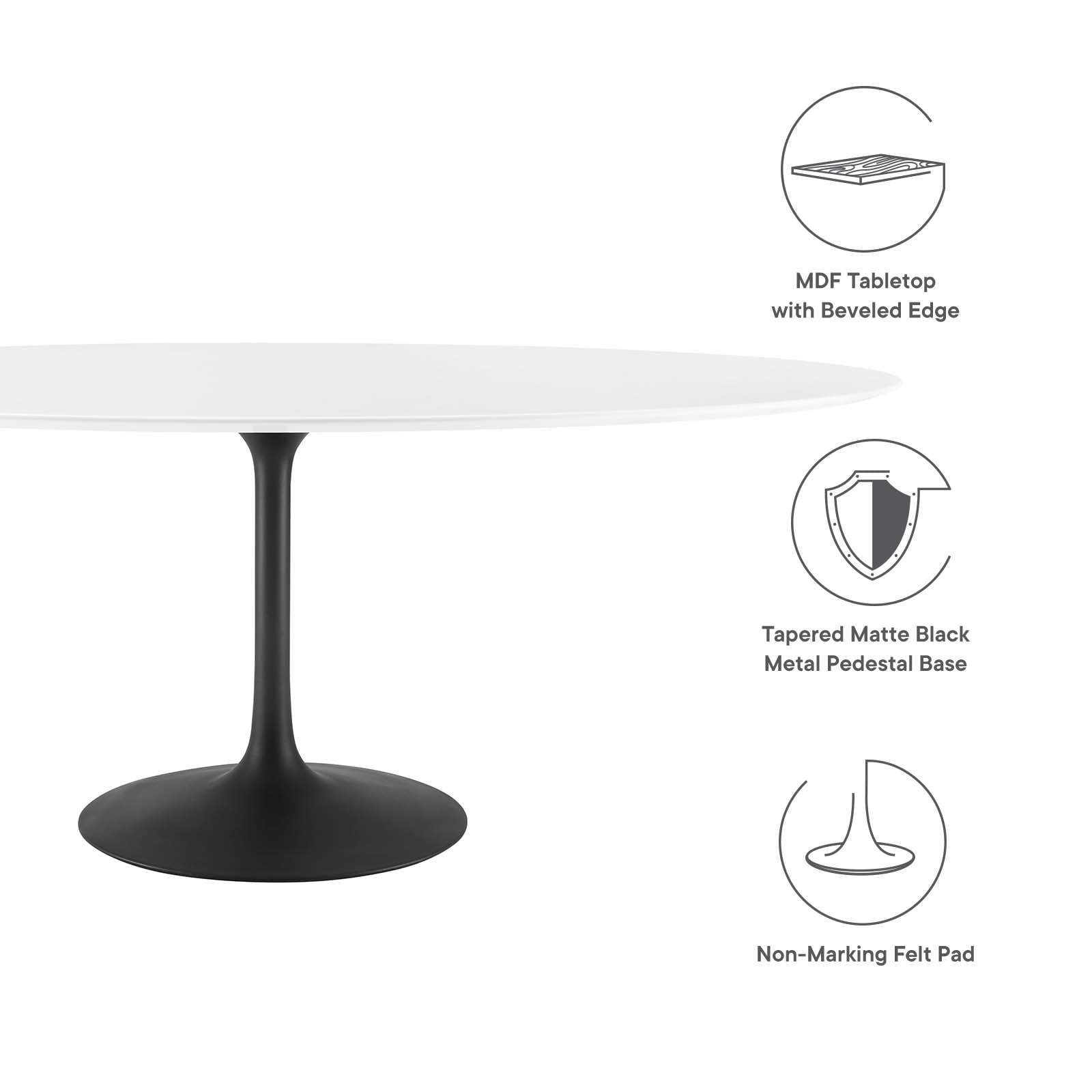 Modway Lippa 78" Oval Lacquered MDF Dining Table in Black/White