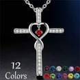 thumbnail image 5 of Pendant Necklace for Women Fashion Cross Religious Belief Inlaid Zircon Pendant Necklace, Love Heart Shaped Necklace Jewelry, 5 of 6