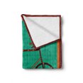thumbnail image 2 of Bicycle Soft Flannel Fleece Throw Blanket, Design of a Bike in Desi Art Style Folkloric Framework, Cozy Plush for Indoor and Outdoor Use, 60" x 80", Green Brown Orange, by Ambesonne, 2 of 6