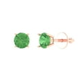 thumbnail image 2 of 0.5 Ct Round Cut Studs Green Crystal 14K Rose Solid Gold Everyday Dainty Earrings Screw Back, 2 of 7