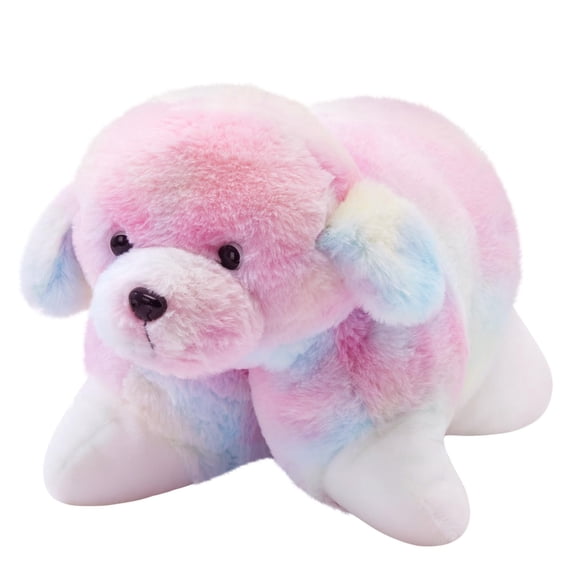 Almohada de peluche Glow Guards de 14 pulgadas con forma de arcoíris para perro