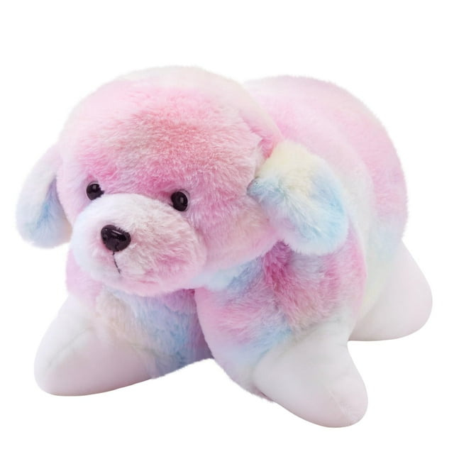 Almohada de peluche Glow Guards de 14 pulgadas con forma de arcoíris para perro