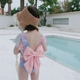 thumbnail image 4 of Girls One Piece Swimsuits - Hawaiian Ruffle Swimwear - Kids Summer Bathing Suit - with Hat Back Bow Swimsuit, 4 of 5