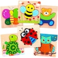 thumbnail image 1 of Rompecabezas de madera para niños de 1 a 3 años, juguetes educativos de actividad y desarrollo temprano para niños pequeños (paquete de 6), 1 of 5