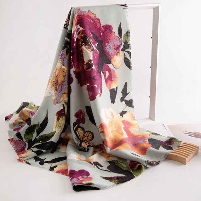 Nvzi Bufanda grande con estampado elegante para otoño e invierno, con tacto de cachemira, chal largo grande, suave y cálido, estilo F