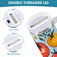 thumbnail image 3 of Yayeee 30oz Stainless Steel Tumbler with Straw and Handle Double-Wall Insulated Travel Water Bottle, Yellow Floral Tomatoes, 3 of 8