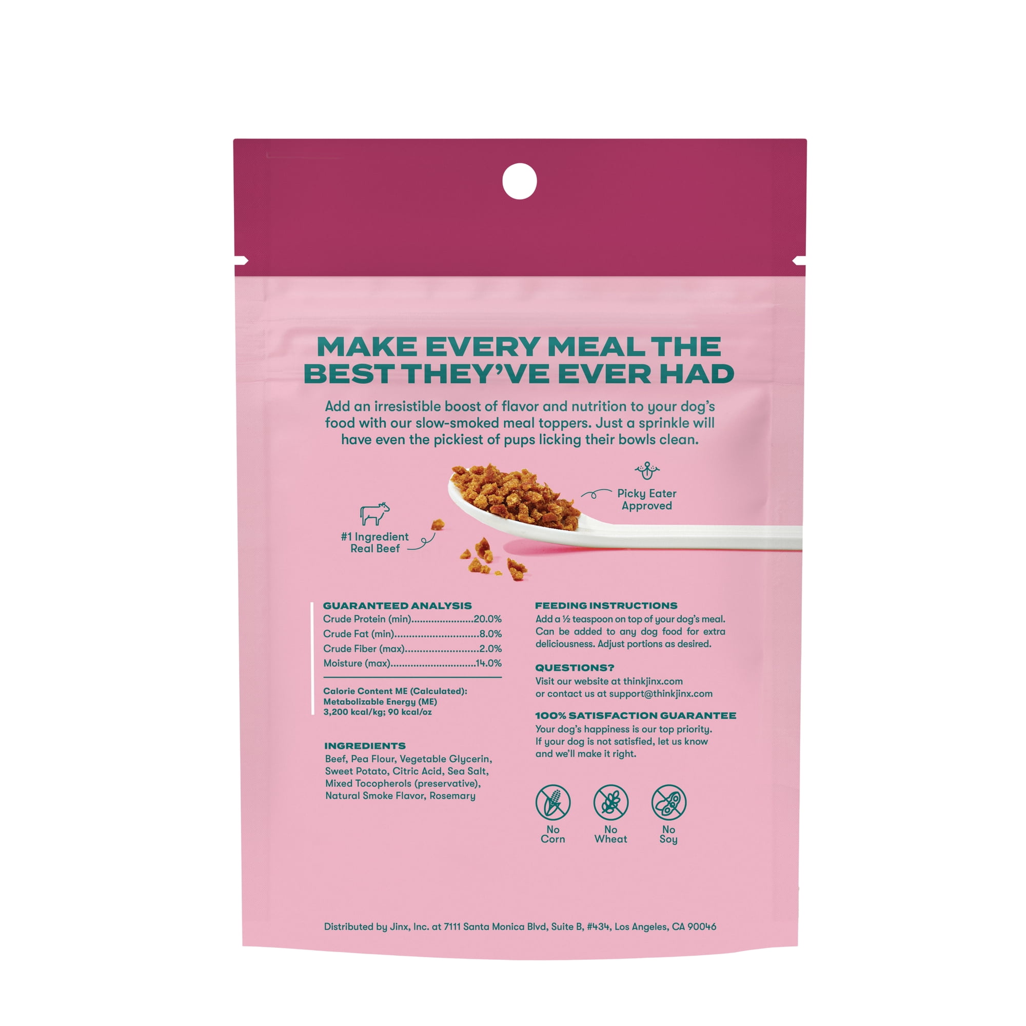 (2 pack) Jinx Crumbles Beef Recipe Flavor-Boosting Natural Dog Food Topper, 4 oz Bag