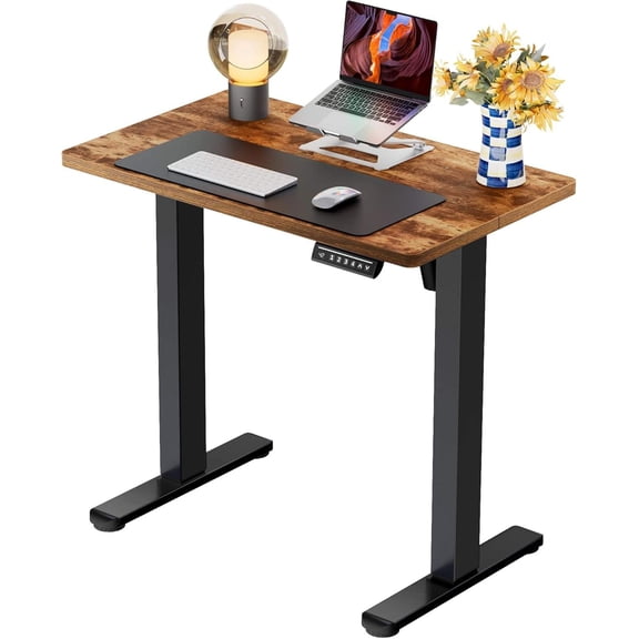 Height Adjustable Electric Standing Desk, 32 x 19 Inches Sit Stand Desk with Memory Function, Brown