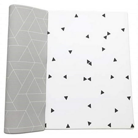 UPC: 0628110366726 | Little Bot Ofie Baby Play Mat Zen Line + Triangle Reversible Foam Floor Mat Waterproof 6.5 ft x 4.5 ft Non-Toxic