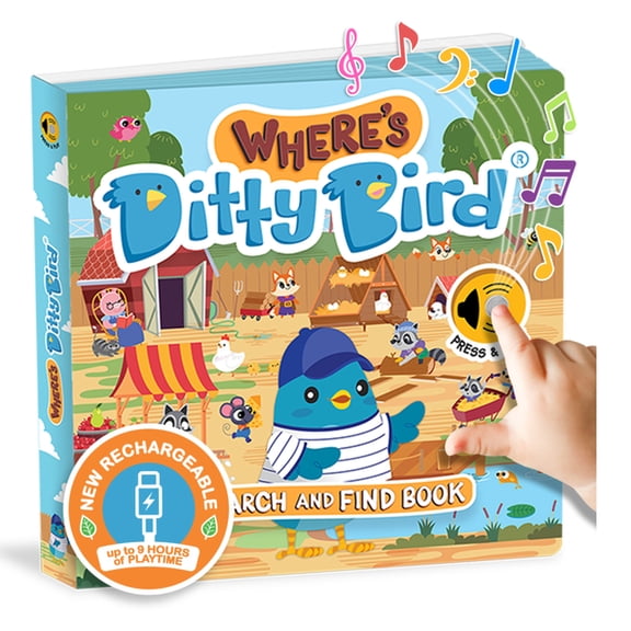 Ditty Bird Ditty Bird Where's Ditty? Look and Find Book with Sounds Activity Sound Book for Toddlers 1- 3 Early Learning Toy, (Board Book)