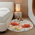 thumbnail image 2 of Retro Floral Round Area Rug 7Ft Washable Circle Rugs for Dorm Laundry Room, Red Yellow Tulips Barm Doors Farmhouse Wooden Non-Slip Carpet Floor Mats Indoor Outdoor Carpet Runner Aesthetic Home Decor, 2 of 8
