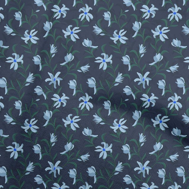 oneOone Georgette Viscose Blue2 Fabric Floral Retro Sewing Material Print Fabric By The Yard 42 Inch Wide