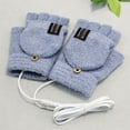 thumbnail image 1 of Guantes calefactables USB para hombre y mujer | Diseño de medio dedo sin dedos | Almohadillas térmicas de doble cara para escribir y jugar | Mitones de punto lavables para el frío y el alivio de la, 1 of 1