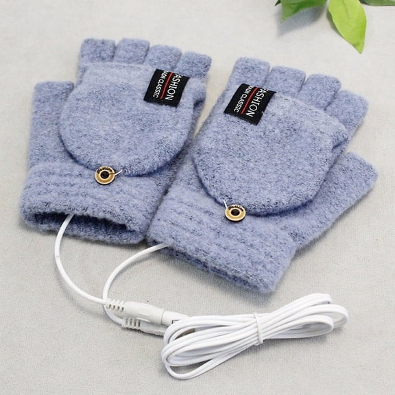 Alaparte Usb Heated Gloves For Women And Men Full And Half Heated Fingerless Winter Gloves Double-Sided Heating Touchscreen Laptop Mittens Washable Knitting Hands Warmer C