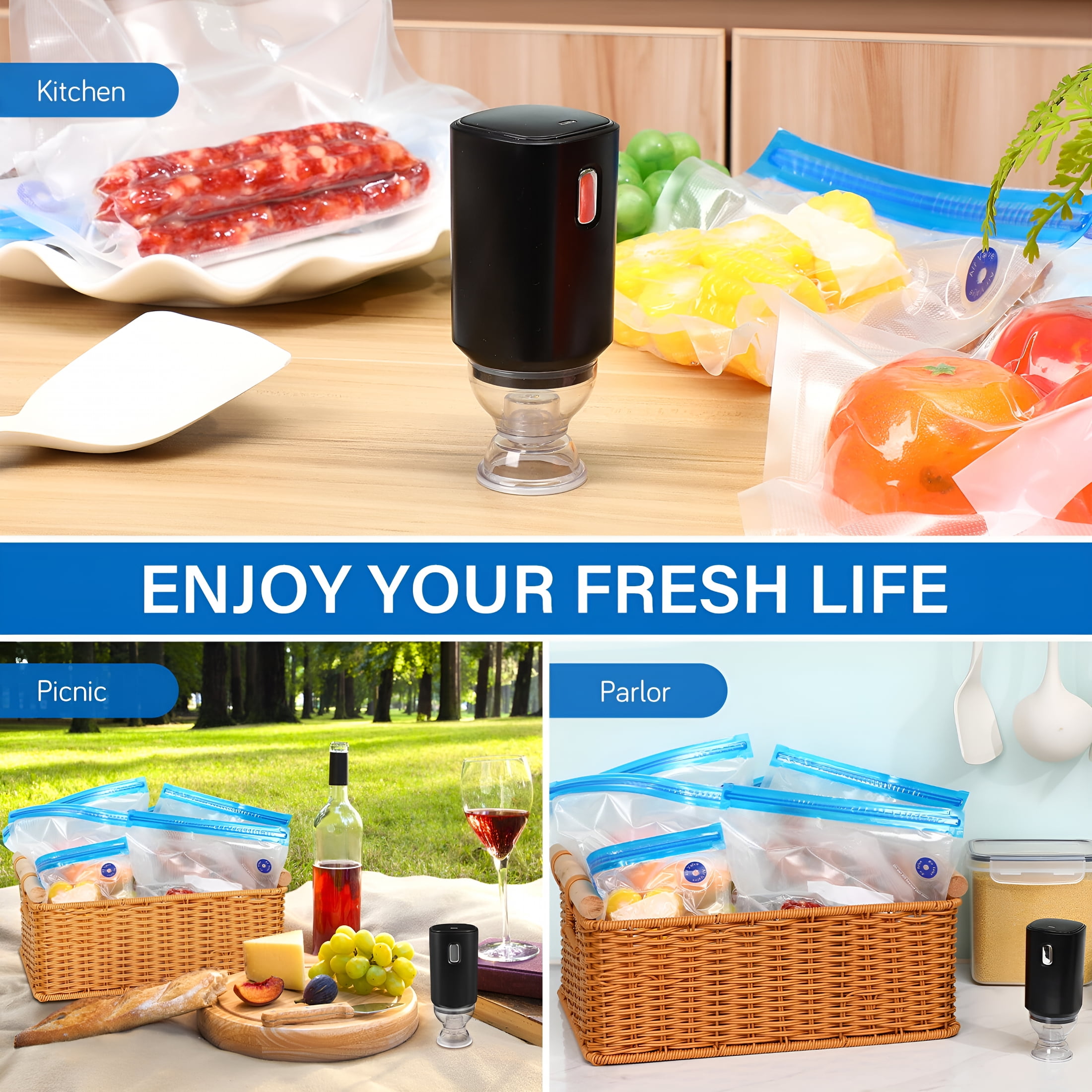 CURYMAY 2026 New Handheld Vacuum Sealer,Rechargeable Food Saver Vacuum Sealer Machine,Portable Handheld Food Sealer for Sous Vide Cooking for Kitchen, Pantry, Camping, Travel, Refrigerator