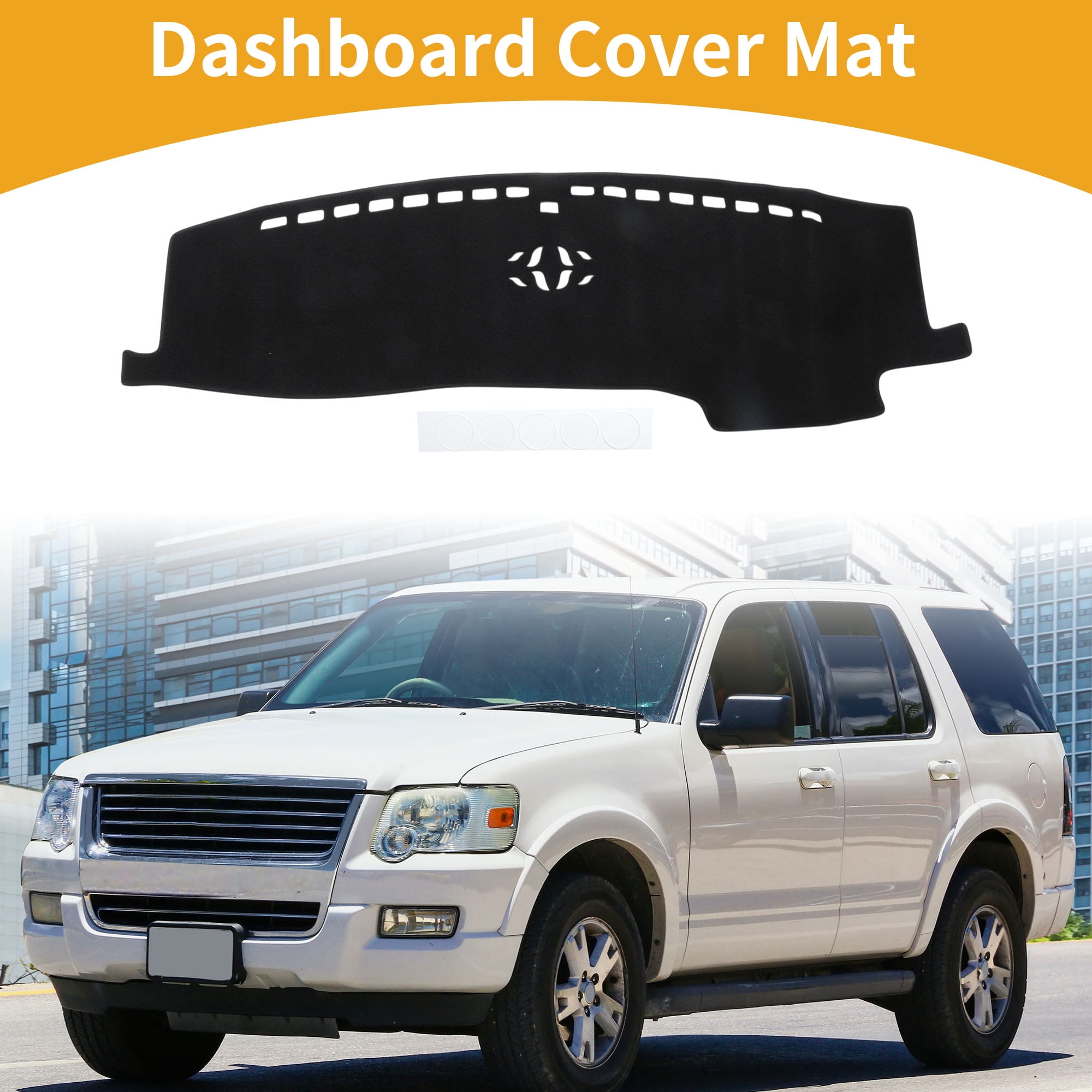 Unique Bargains Dashboard Cover Anti-Slip Dash Cover Mat Carpet for Ford Explorer 2020-2024 Polyester Black
