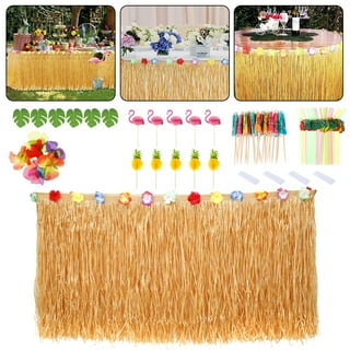 Tropical Luau Party Decoration, 83pcs Hawaiian Beach Theme Party Favors  Including Hawaiian Table Skirt Palm Leaves, Hawaiian Flowers, Flamingo