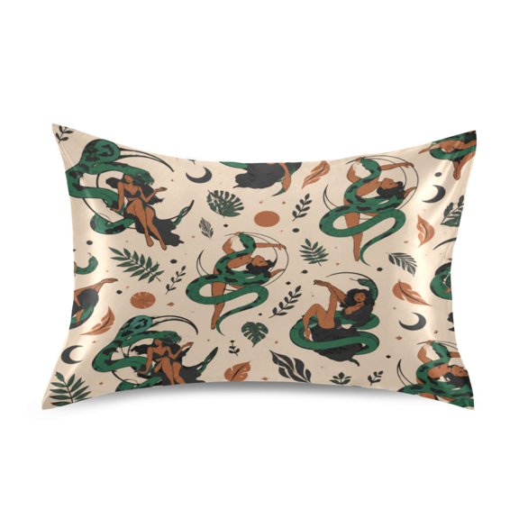 Satin Pillow Case Envelope Pillow Covers Standard Size Soft Pillow Cases for Bedroom, Snake Printed