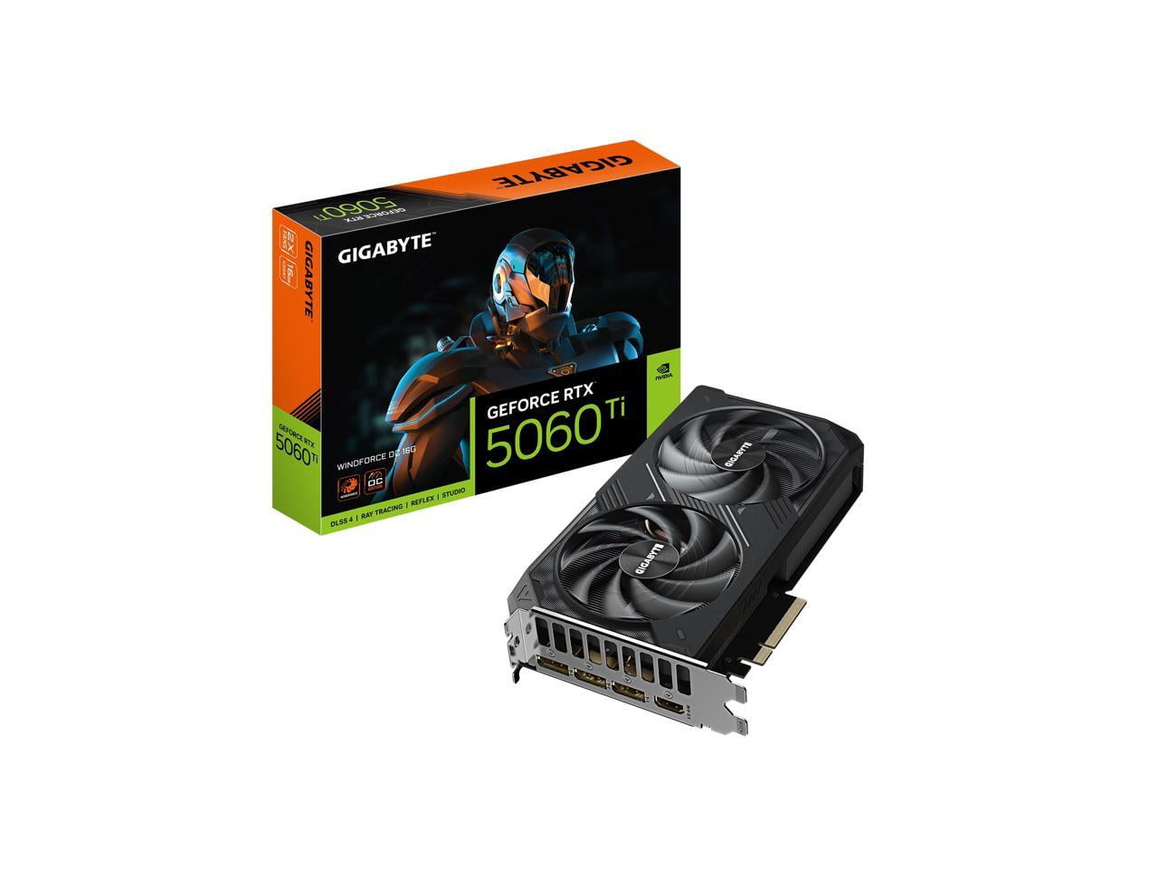GIGABYTE WindForce GeForce RTX 5060 Ti 16GB GDDR7 PCI Express 5.0 x8 ATX Graphics Card GV-N506TWF2OC-16GD