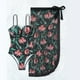 thumbnail image 2 of Gibobby Trajes de Baño para Mujer Traje de baño sexy con estampado halter para mujer Traje de baño(Negro,G), 2 of 5