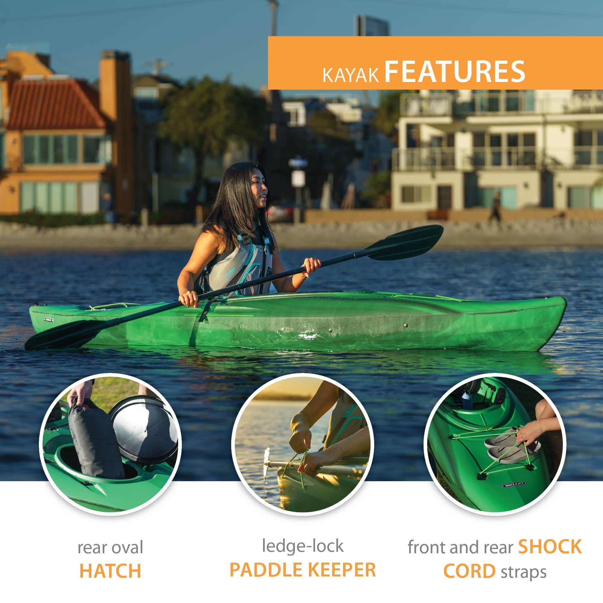 Lifetime Guster 10 ft Sit-Inside Kayak with Paddle, Emerald Fusion (91246)