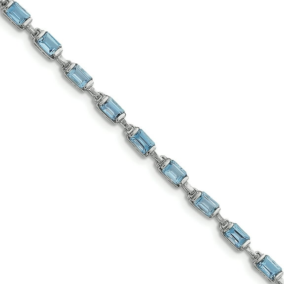 Primal Silver Sterling Silver Rhodium-plated Rectangular Blue Topaz Bracelet