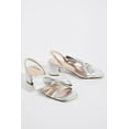 thumbnail image 2 of Cecelia New York COSETTE Slingback Heels Silver Gold Open Block Heel Retro Pumps (Silver Gold, 8), 2 of 5