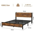 thumbnail image 2 of Senfot King Industrial Platform Bed Frame, USB Charging Station, 2-Tier Storage, No Box Spring Needed, Retro Brown Wood Finish, Heavy Duty Metal Frame with Headboard, 2 of 7