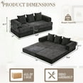 thumbnail image 3 of Timbernest 78.8" King Size Convertible Sleeper Sofa Bed, Folding Mattress Couch, Chenille Floor Sofa with 3 Pillows and 2 Small Armrest Pockets, Black, 3 of 17