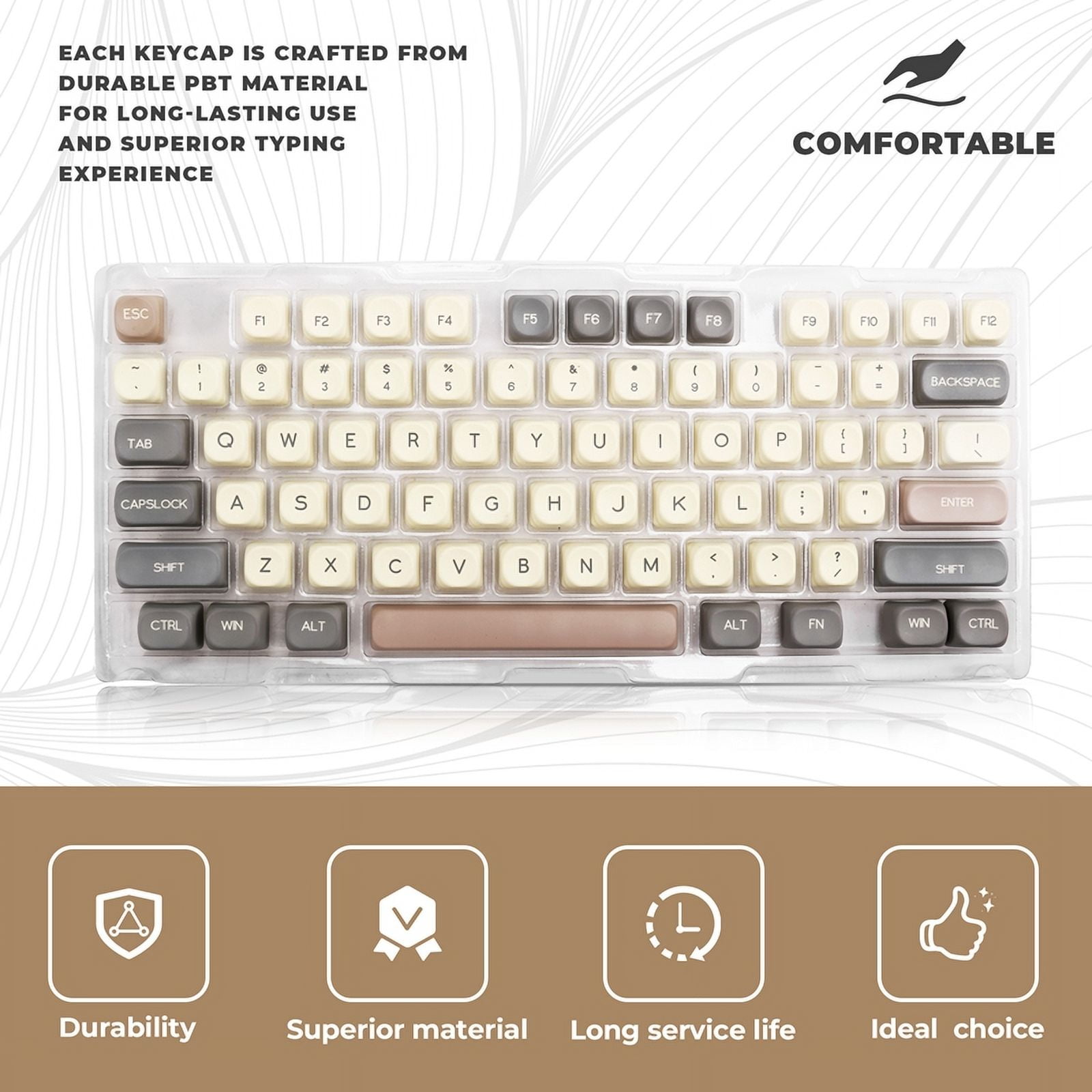 Keycaps PBT Key Cap Fit Laptop PC Game Office Thermally Sublimated Keycaps A