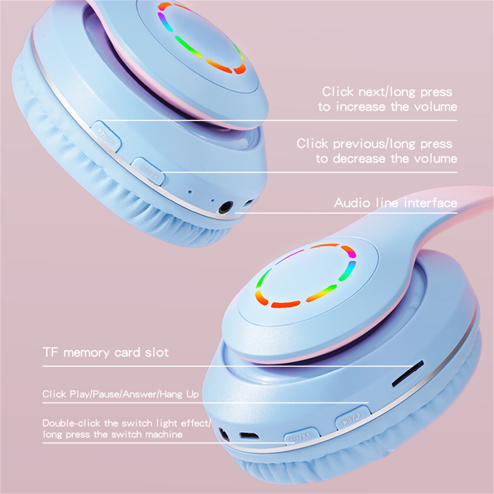 Active Noise Cancelling Headphones Bluetooth Headphones Wireless Headphones Over Ear with Microphone Deep Bass, Comfortable Protein Earpads, 30 Hours Playtime for Travel/Work - Blue