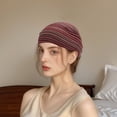 thumbnail image 5 of Unique Bargains Women's 1pc Fashion Stripes Wide Headwrap 9.45"x6.69" Wine Red, 5 of 5