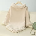 thumbnail image 4 of Rohuuque Women's Winter Poncho Cape Thermal Fleece Lined Trendy Coverup Solid Tone Knit Poncho Irregular Wrap Outerwear Beige, 4 of 8