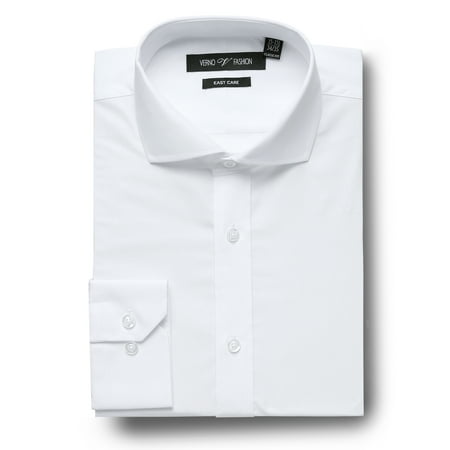 Verno Men's Classic Fit Cutaway Collar Solid Dress Shirts, 100%