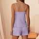 thumbnail image 4 of Conjunto de pijama informal para mujer, de poliéster, con camisa sin mangas y pantalones de color liso, para estar en casa, 4 of 6