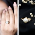 thumbnail image 3 of Rosec Jewels Cultured Freshwater Pearl Bypass Engagement Ring (8mm, 7 Carat, AAA Grade) - Natural Pearl Diamond Ring for Women, 14K Yellow Gold, US 5.00, 3 of 8
