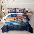 thumbnail image 2 of Erosebridal Rustic Pike Fish Twin Quilt Set for Girls Boys, Retro US Flag Twin Coverlet Set, 2pcs, 2 of 7