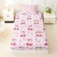 thumbnail image 3 of Manfei Pink Cherry Bow Twin Sheet Sets For Girls,Dreamy Princess Themed Bedding For Kids,3pcs, 3 of 6