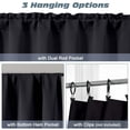 thumbnail image 2 of OVZME Black 24 Inch Length Short Blackout Tier Curtains, Rod Pocket Half Window Panels for Kitchen Bathroom Basement Cabinet Camper RV, 2 PCS, Each 30" Wx24" L, Black, 2 of 7