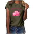 thumbnail image 1 of En Octobre Nous Portons des Hauts Roses pour Femmes Col Rond Manches Courtes Blouse Décontractée Imprimée Sensibilisation au Cancer du Sein, 1 of 5