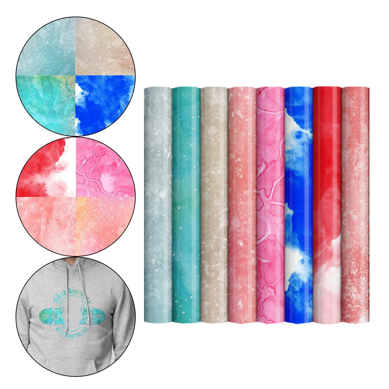 S SERENABLE 8 Roll Infusible Transfer Ink Sheets Watercolor Marble Sublimation Paper Infusable Heat Transfer for Mug Press Bags Coaster