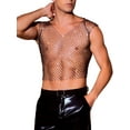 thumbnail image 5 of INSPIRE CHIC Men's V-Neck Sleeveless Party Shiny Mesh Rhinestone Tank Top S Black, 5 of 6