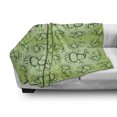 thumbnail image 3 of Green Soft Flannel Fleece Throw Blanket, Doodle Style Drawing of Alien Frogs Fantasy Theme Watercolors Cartoon Like Pattern Kids, Cozy Plush for Indoor and Outdoor Use, 70" x 90", Green, by Ambesonne, 3 of 6